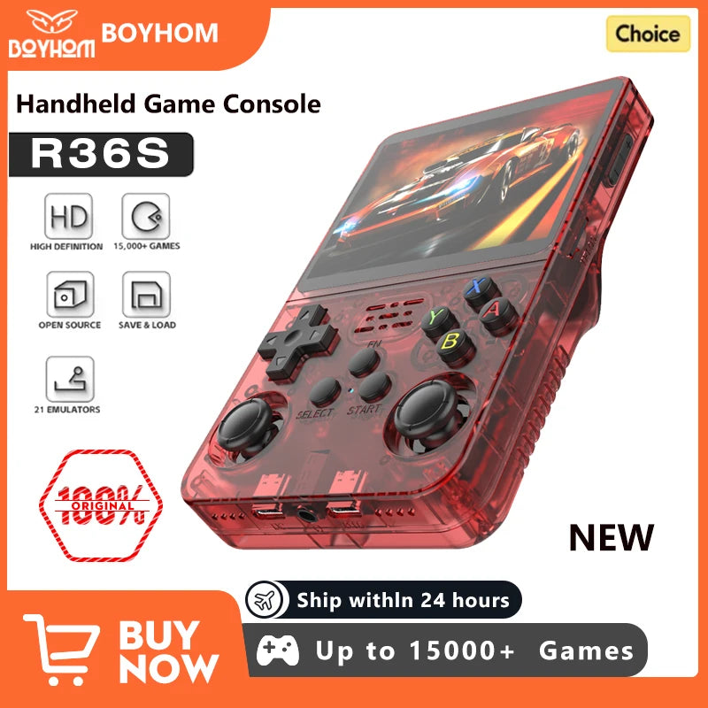 R36S Handheld Retro Gaming Console · 3.5" IPS Display · 128GB Storage · ArkOS Operating System · Portable Pocket Player with 15,000+ Preloaded Classic Games