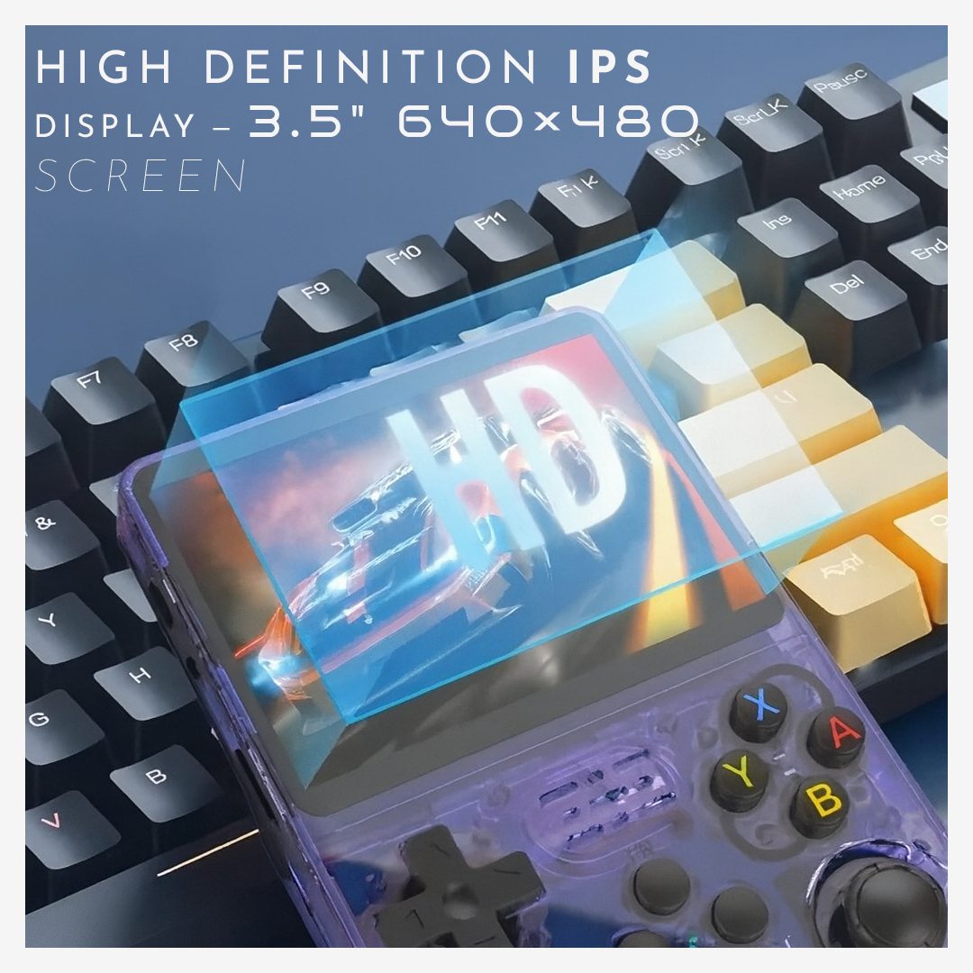 R36S Handheld Retro Gaming Console · 3.5" IPS Display · 128GB Storage · ArkOS Operating System · Portable Pocket Player with 15,000+ Preloaded Classic Games
