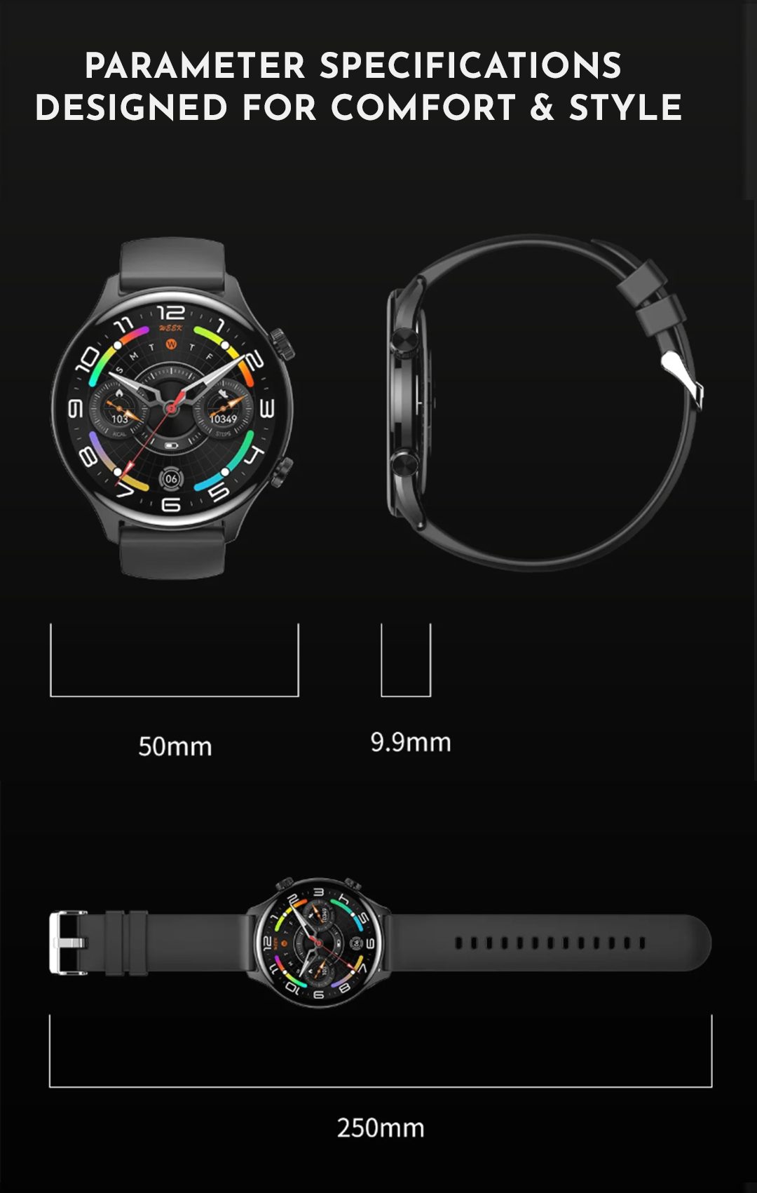 Valdus VS63 Pro Smartwatch · 2025 Edition · 1.75" AMOLED Display · Long Battery Life · NFC & Voice Assistant · Bluetooth Calling · Multi‑Sport Fitness Modes · Waterproof Design