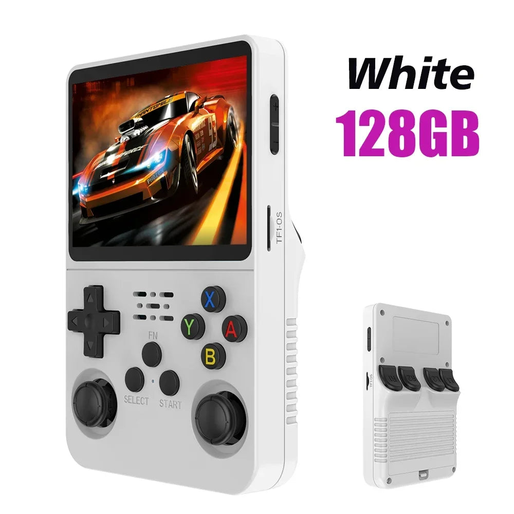 R36S Handheld Retro Gaming Console · 3.5" IPS Display · 128GB Storage · ArkOS Operating System · Portable Pocket Player with 15,000+ Preloaded Classic Games