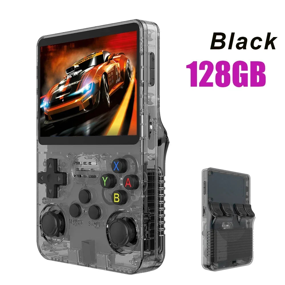 R36S Handheld Retro Gaming Console · 3.5" IPS Display · 128GB Storage · ArkOS Operating System · Portable Pocket Player with 15,000+ Preloaded Classic Games