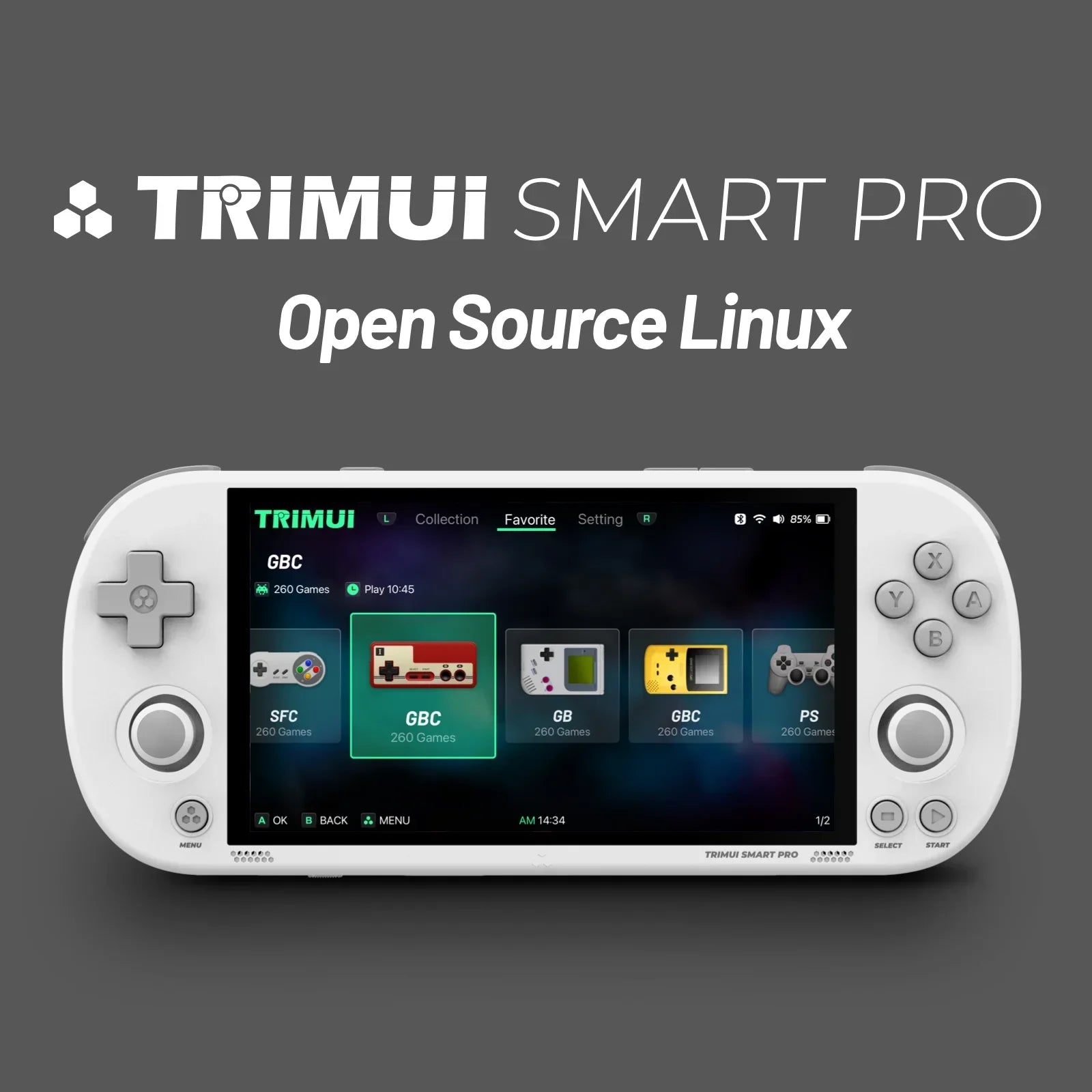 Trimui Smart Pro Handheld Console · 4.96" IPS Display · Linux System · Dual Joystick with RGB Lighting · Portable Retro Gaming Player · Ideal Gift