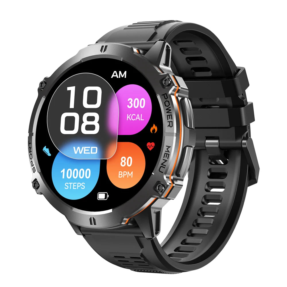 Valdus VD45 sport smartwatch with black silicone strap and fitness display