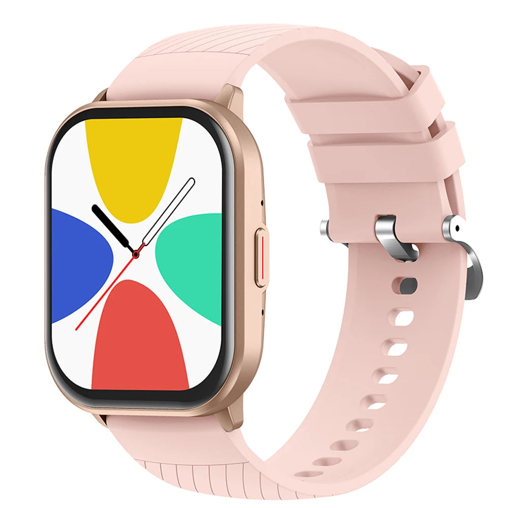 Valdus VS02 smartwatch with pink silicone strap and gold case